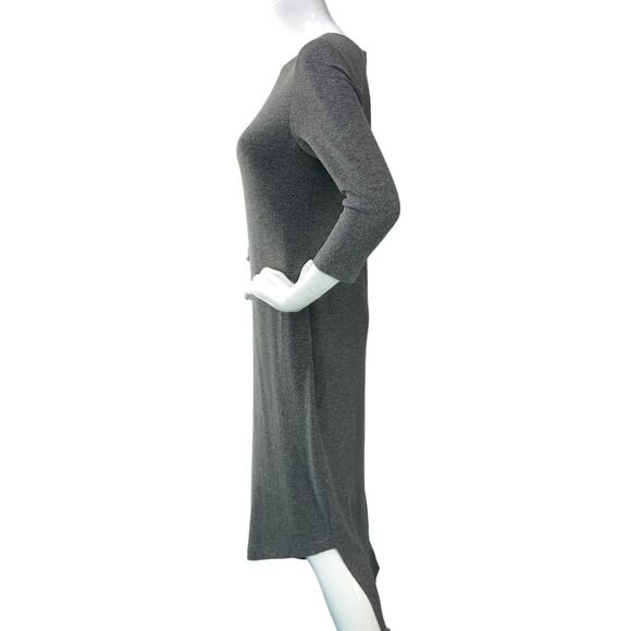 Chicos Womens Size 00 US 2 Heathered Shift Dress Midi Gray Stretch Crew Neck - Picture 5 of 16